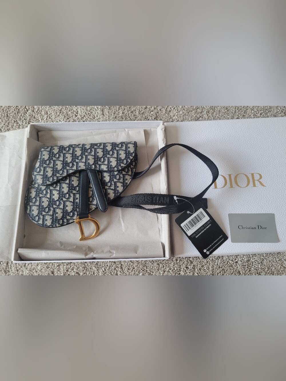 Christian Dior Blue Oblique Saddle Bag Belt Pouch
